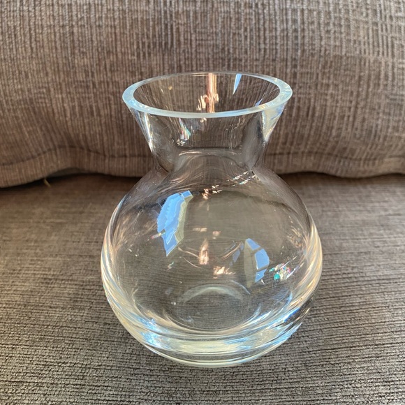 Vintage unmarked bulbous shaped mini thick glass bud vase